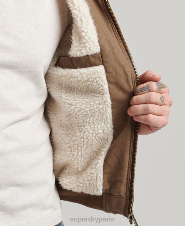 Superdry Hommes veste bomber à capuche D64Z1062 vêtements brun