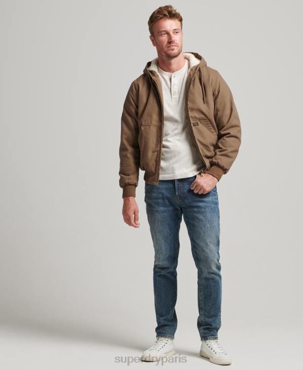 Superdry Hommes veste bomber à capuche D64Z1062 vêtements brun