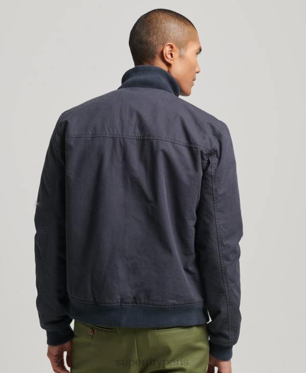 Superdry Hommes veste bomber à col en maille D64Z7 vêtements marine