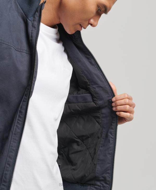 Superdry Hommes veste bomber à col en maille D64Z7 vêtements marine