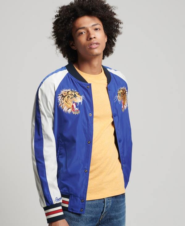 Superdry Hommes veste bomber suika D64Z4463 vêtements bleu