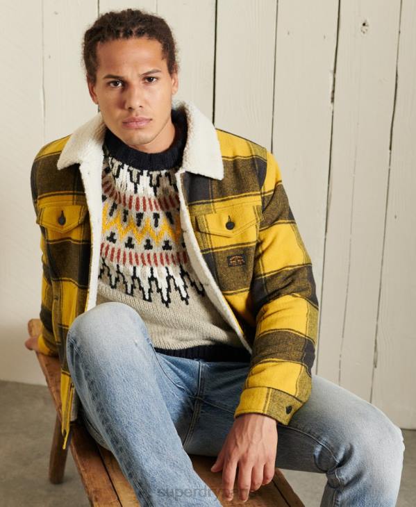 Superdry Hommes veste camionneur en sherpa de laine Highwayman D64Z4593 vêtements or
