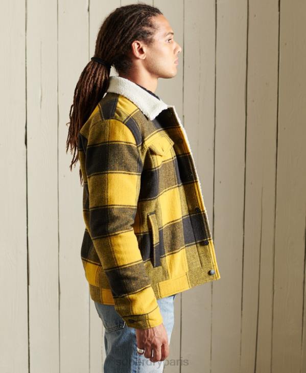 Superdry Hommes veste camionneur en sherpa de laine Highwayman D64Z4593 vêtements or