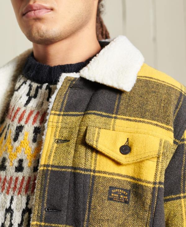 Superdry Hommes veste camionneur en sherpa de laine Highwayman D64Z4593 vêtements or