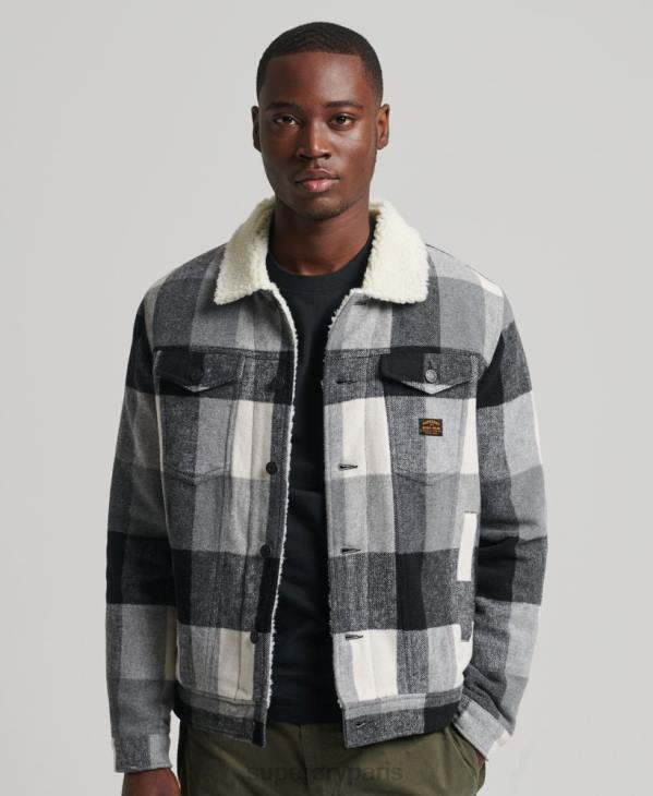 Superdry Hommes veste camionneur en sherpa de laine Highwayman D64Z4671 vêtements noir