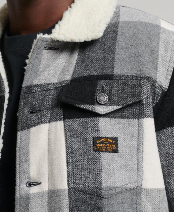 Superdry Hommes veste camionneur en sherpa de laine Highwayman D64Z4671 vêtements noir