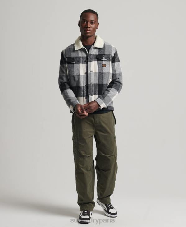 Superdry Hommes veste camionneur en sherpa de laine Highwayman D64Z4671 vêtements noir