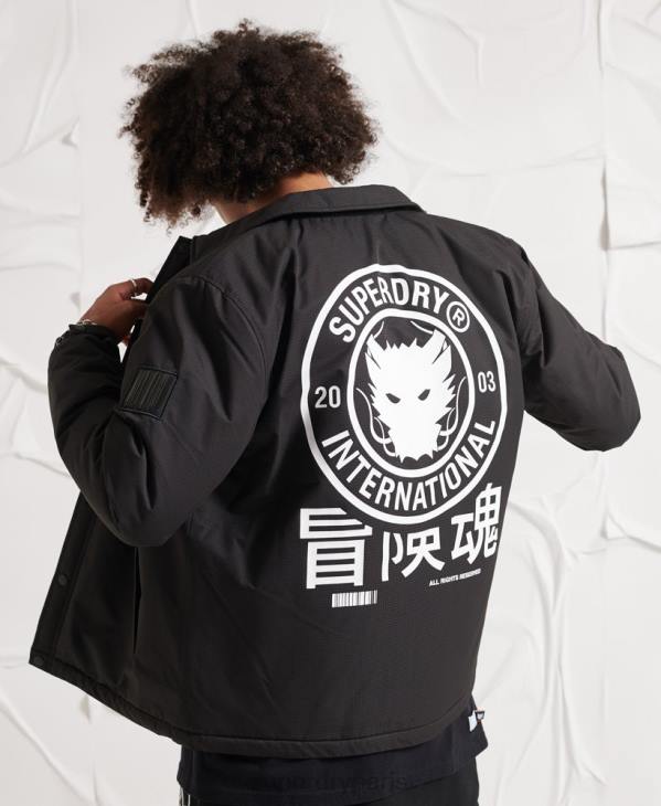 Superdry Hommes veste d'entraîneur de l'opposition D64Z1189 vêtements noir