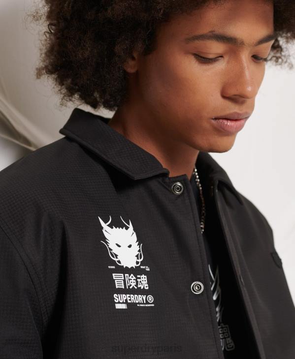 Superdry Hommes veste d'entraîneur de l'opposition D64Z1189 vêtements noir