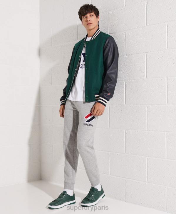 Superdry Hommes veste de baseball universitaire en laine D64Z4728 vêtements vert