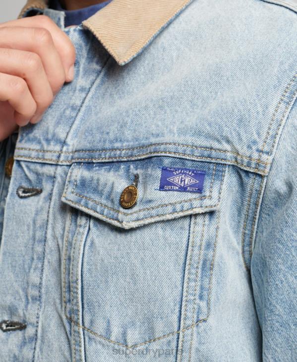 Superdry Hommes veste de camionneur de bandit vintage D64Z4451 vêtements bleu
