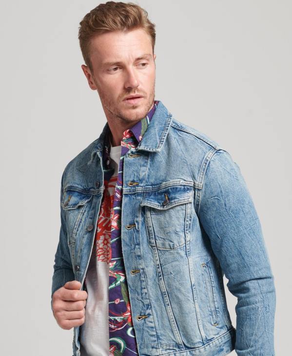 Superdry Hommes veste de camionneur de grand routier D64Z4438 vêtements bleu