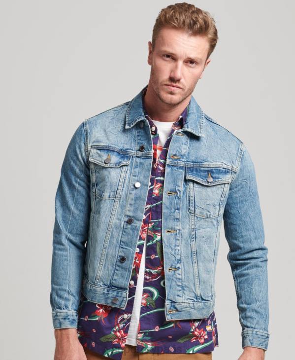 Superdry Hommes veste de camionneur de grand routier D64Z4438 vêtements bleu