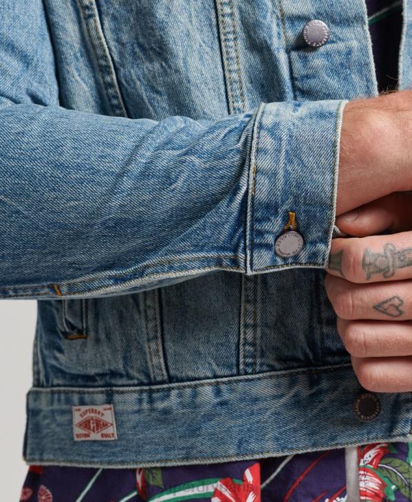 Superdry Hommes veste de camionneur de grand routier D64Z4438 vêtements bleu