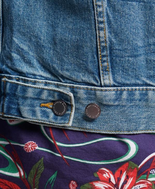 Superdry Hommes veste de camionneur de grand routier D64Z4438 vêtements bleu
