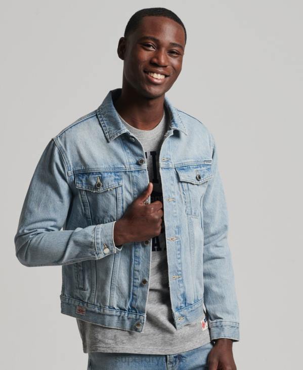 Superdry Hommes veste de camionneur de grand routier D64Z4707 vêtements bleu clair