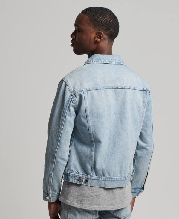 Superdry Hommes veste de camionneur de grand routier D64Z4707 vêtements bleu clair