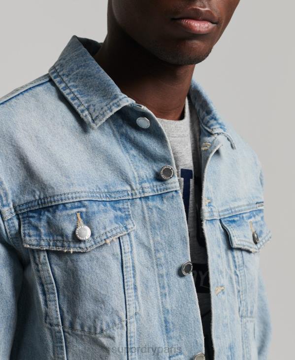 Superdry Hommes veste de camionneur de grand routier D64Z4707 vêtements bleu clair