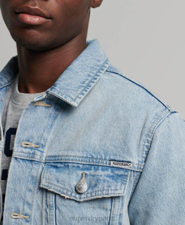 Superdry Hommes veste de camionneur de grand routier D64Z4707 vêtements bleu clair