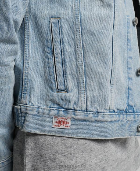 Superdry Hommes veste de camionneur de grand routier D64Z4707 vêtements bleu clair