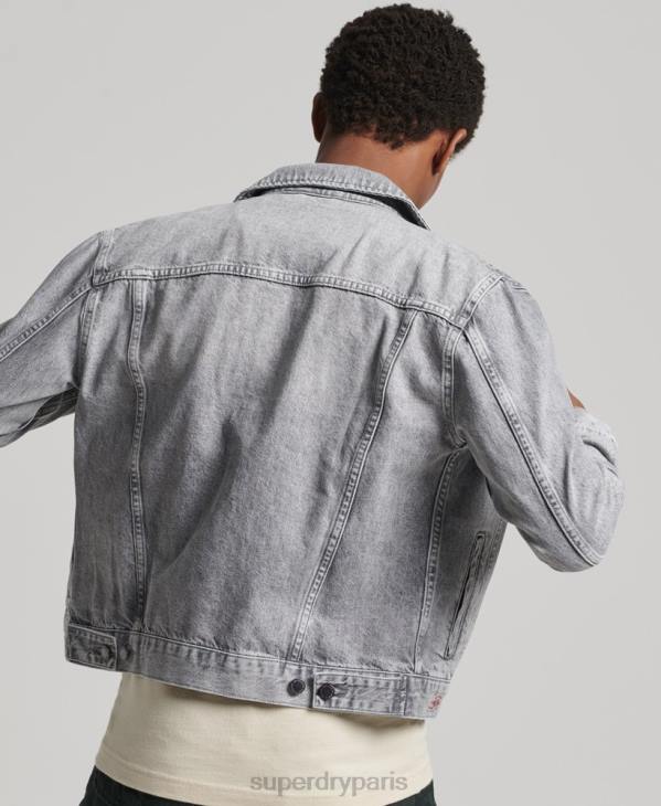 Superdry Hommes veste de camionneur de grand routier D64Z4745 vêtements gris