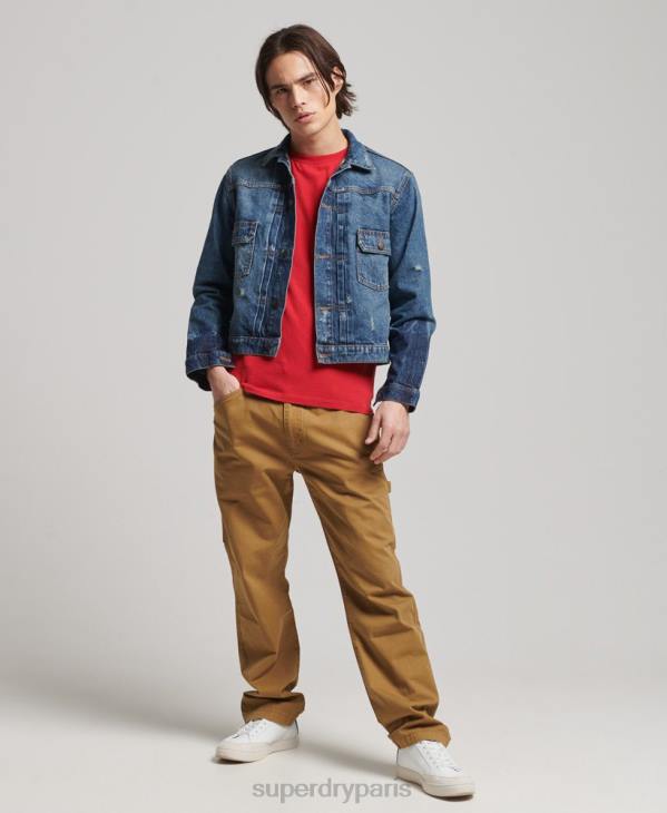 Superdry Hommes veste de camionneur de travail vintage D64Z4617 vêtements bleu foncé