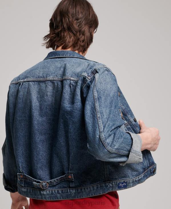 Superdry Hommes veste de camionneur de travail vintage D64Z4617 vêtements bleu foncé