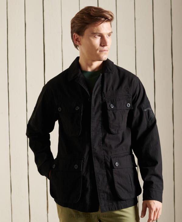Superdry Hommes veste de combat tropicale du nouvel an chinois D64Z4484 vêtements noir