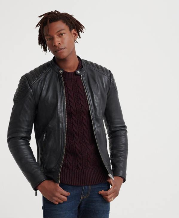 Superdry Hommes veste de course en cuir city hero D64Z4758 vêtements noir