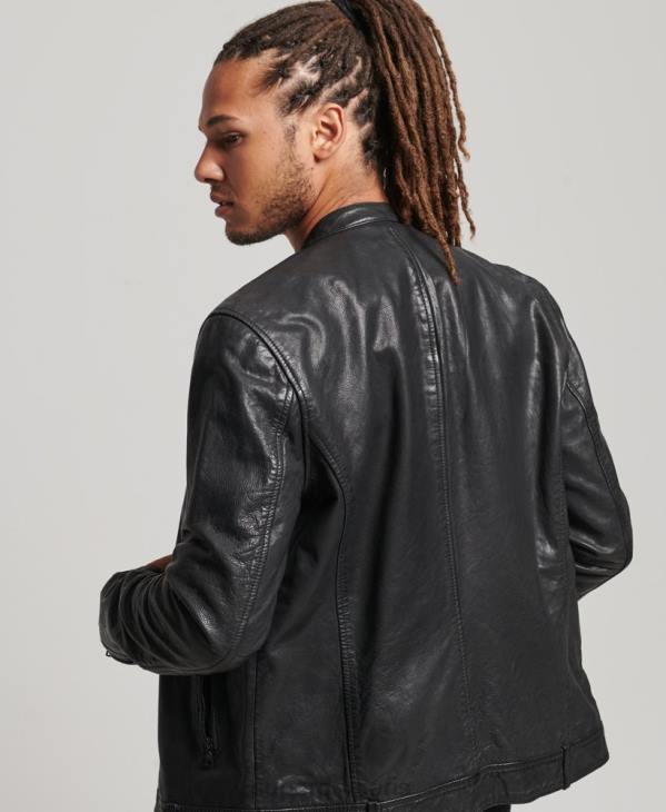 Superdry Hommes veste de course en cuir studios D64Z967 vêtements noir
