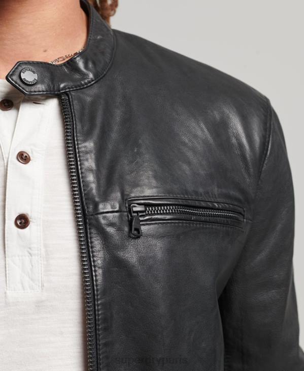 Superdry Hommes veste de course en cuir studios D64Z967 vêtements noir