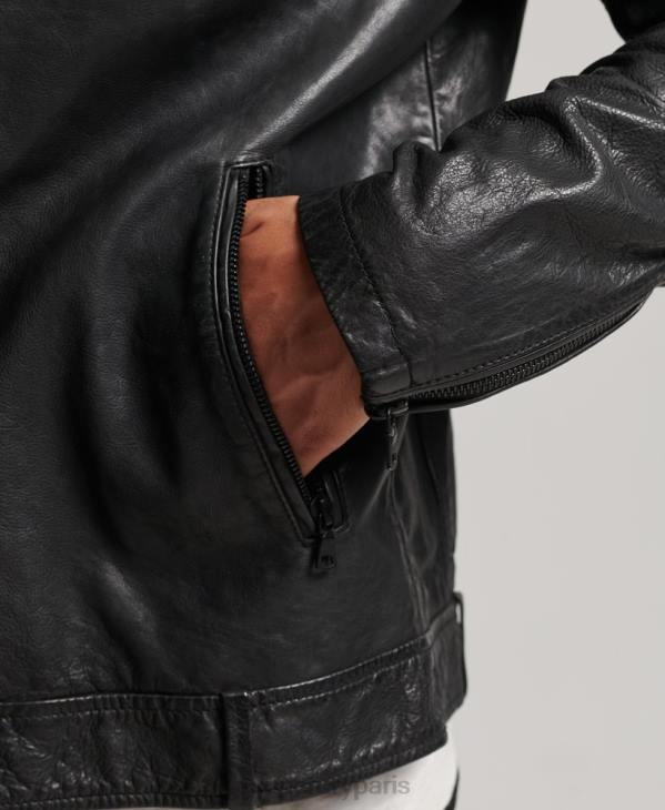 Superdry Hommes veste de course en cuir studios D64Z967 vêtements noir