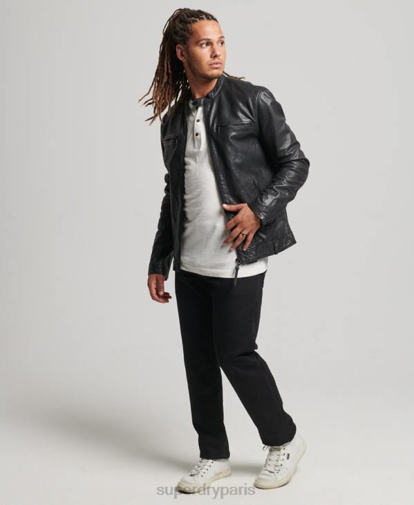 Superdry Hommes veste de course en cuir studios D64Z967 vêtements noir