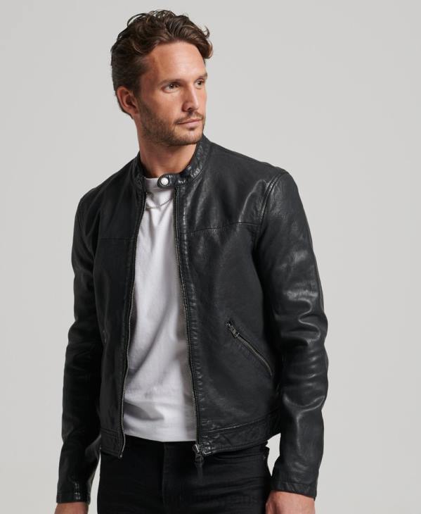 Superdry Hommes veste de course sportive en cuir héritage D64Z909 vêtements noir