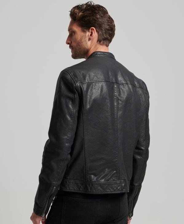 Superdry Hommes veste de course sportive en cuir héritage D64Z909 vêtements noir