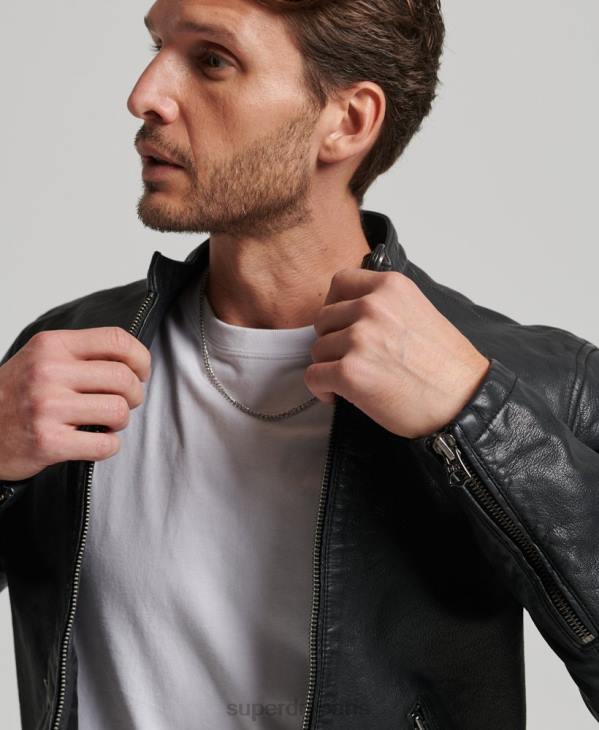 Superdry Hommes veste de course sportive en cuir héritage D64Z909 vêtements noir