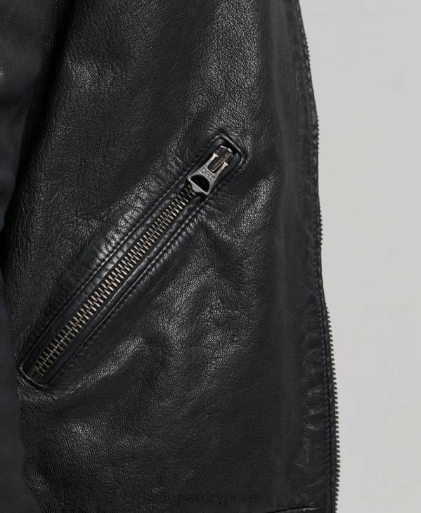 Superdry Hommes veste de course sportive en cuir héritage D64Z909 vêtements noir