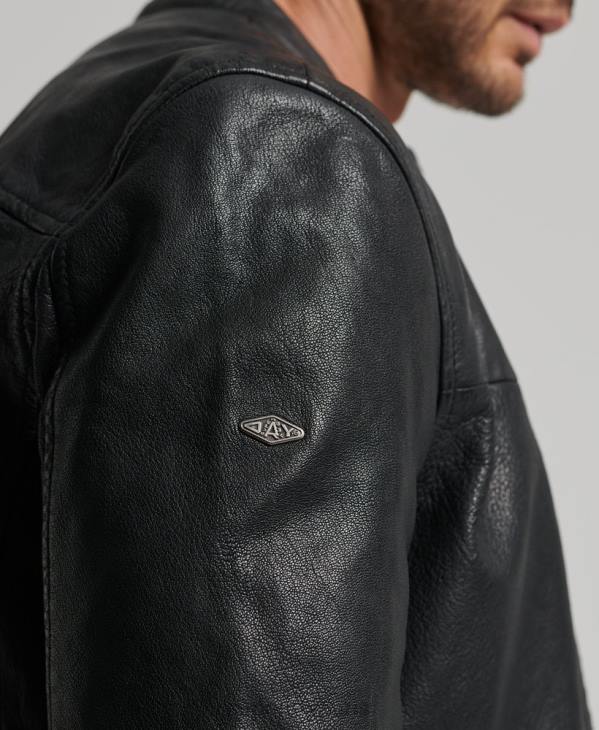 Superdry Hommes veste de course sportive en cuir héritage D64Z909 vêtements noir
