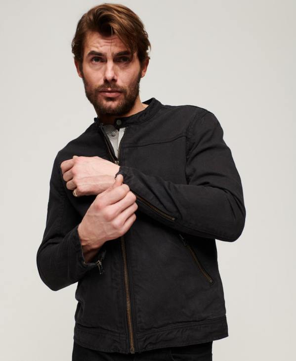 Superdry Hommes veste de course vintage en jean bull D64Z24 vêtements gris foncé