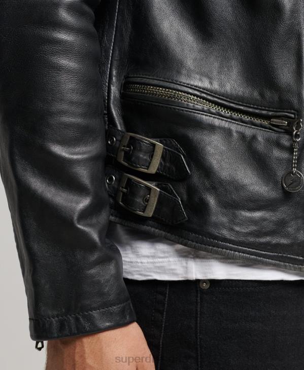 Superdry Hommes veste de motard en cuir D64Z4691 vêtements noir