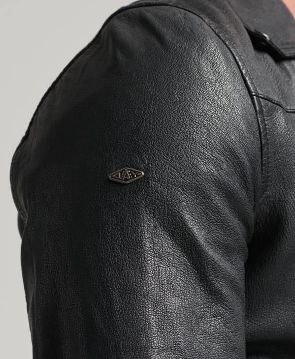 Superdry Hommes veste de motard en cuir D64Z953 vêtements noir