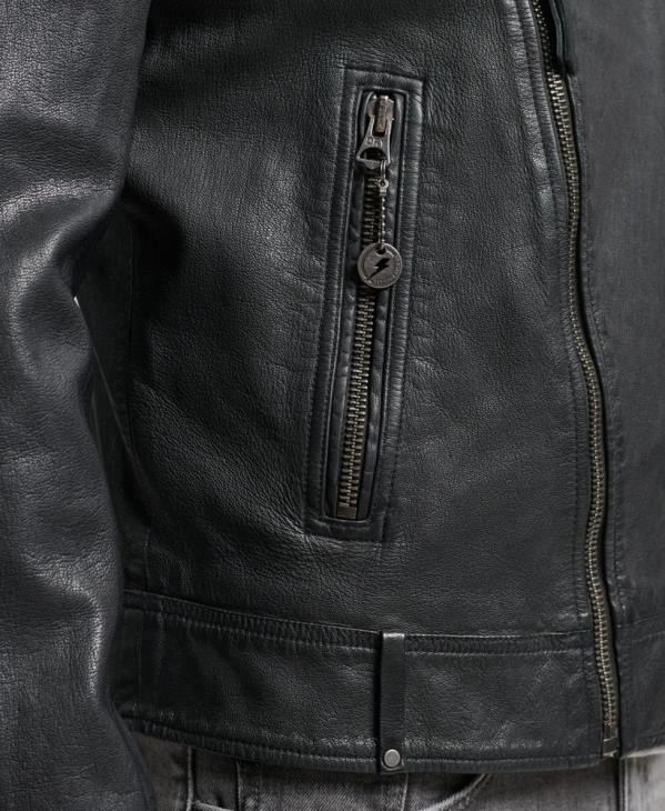Superdry Hommes veste de motard en cuir D64Z953 vêtements noir
