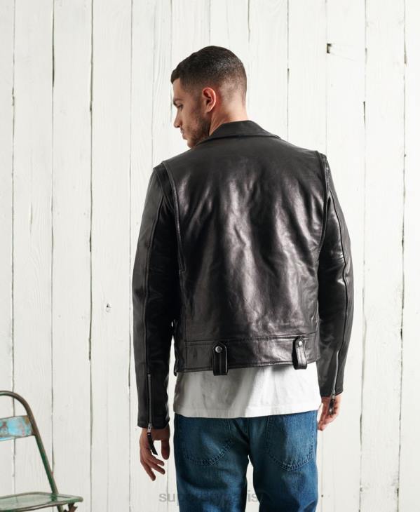 Superdry Hommes veste de motard en cuir sec édition limitée D64Z4756 vêtements noir