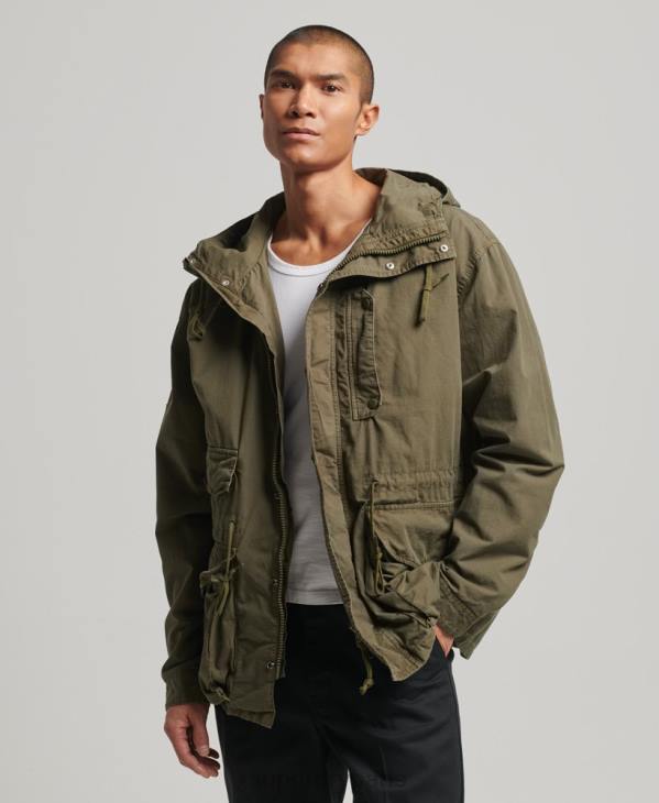 Superdry Hommes veste de pont à capuche D64Z938 vêtements kaki