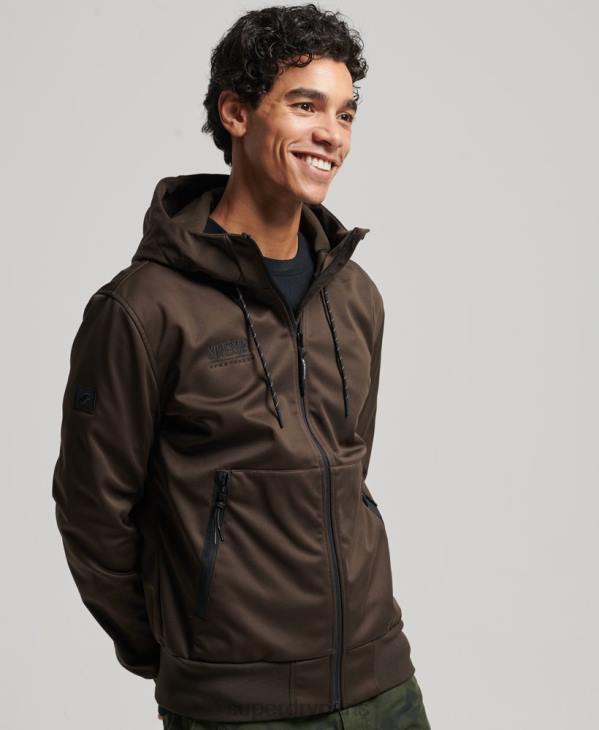 Superdry Hommes veste de survêtement technique soft shell D64Z4600 vêtements brun