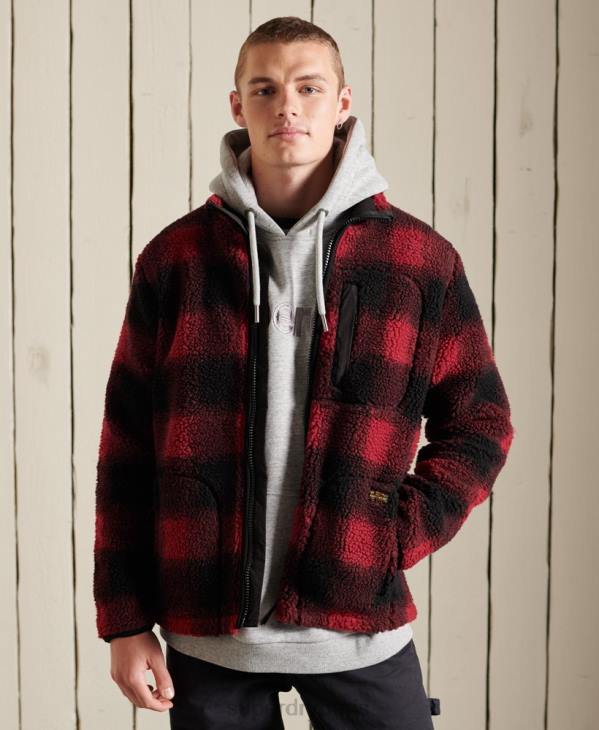 Superdry Hommes veste de travail en sherpa D64Z4744 vêtements rouge