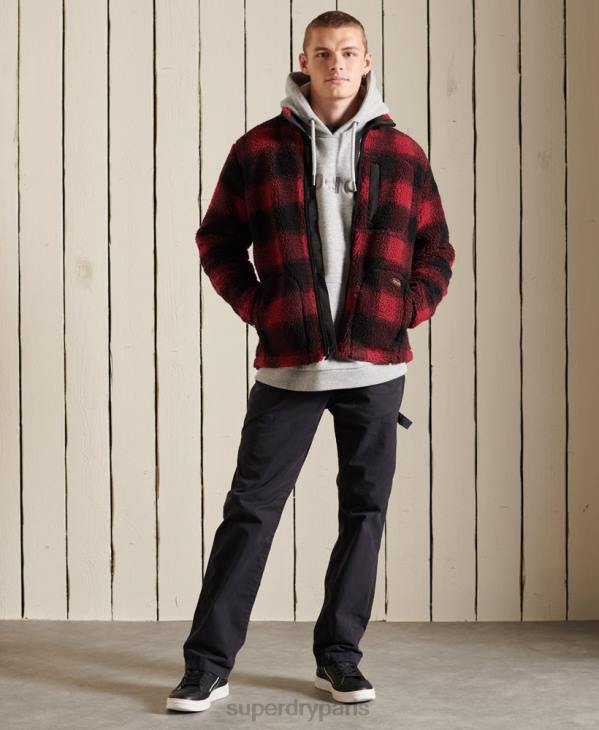 Superdry Hommes veste de travail en sherpa D64Z4744 vêtements rouge
