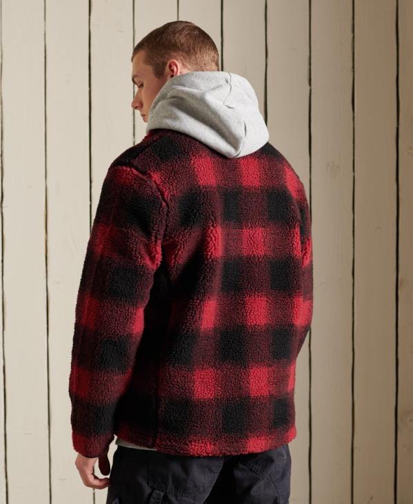 Superdry Hommes veste de travail en sherpa D64Z4744 vêtements rouge