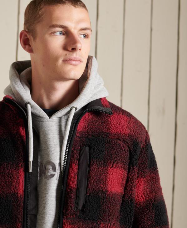 Superdry Hommes veste de travail en sherpa D64Z4744 vêtements rouge
