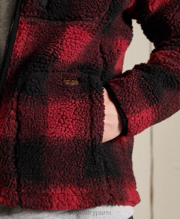 Superdry Hommes veste de travail en sherpa D64Z4744 vêtements rouge